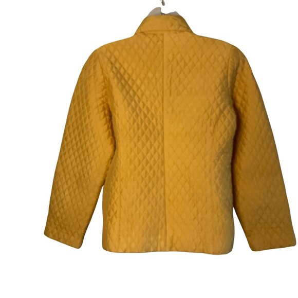 Kiko Yellow Quilted 100% Silk Womens Jacket With Button Front & Collar - Size S - Picture 8 of 9